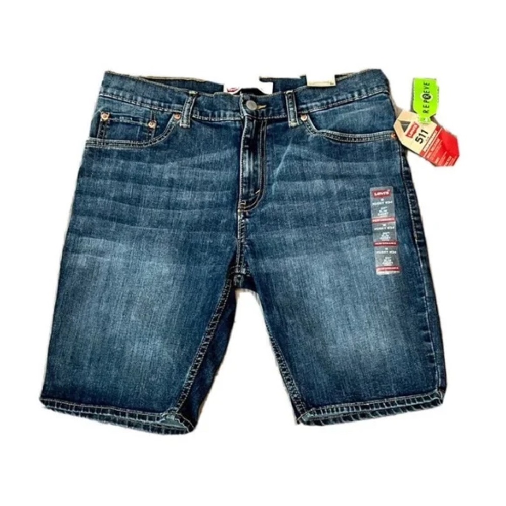 Levi's Girls 511 Slim Fit Bermuda Length Shorts, (Blue Wash, Size 16 Husky, W34)
